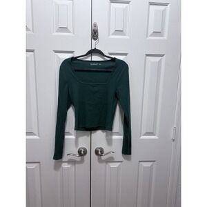 Abercrombie AF Soft Essentials Forest Green Halter Shirt Sz Large/L VGC